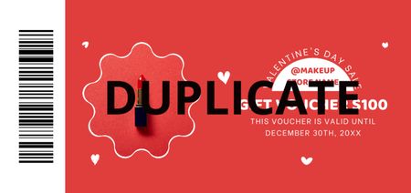 Valentine's Day Gift Voucher with Red Lipstick Coupon Din Large Design Template