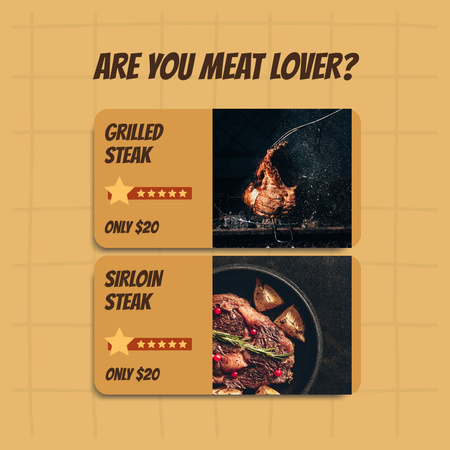 Designvorlage angebot an fleischgerichten für Instagram