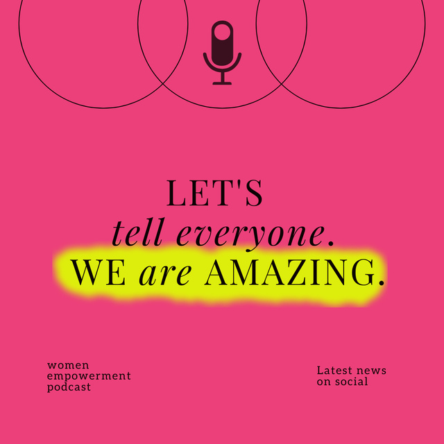 Podcast Topic Announcement with Microphone Illustration Instagram Design Template