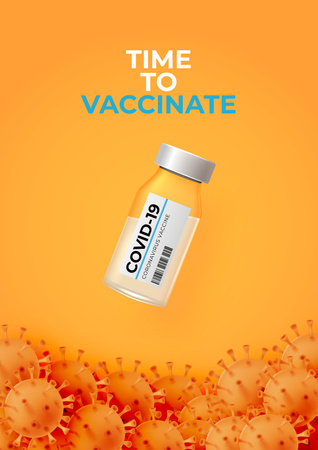Vaccination Announcement with Vaccine in Bottle Poster Design Template