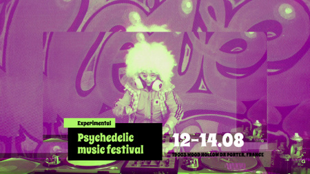 Psychedelic Music Festival Announcement Full HD video Tasarım Şablonu