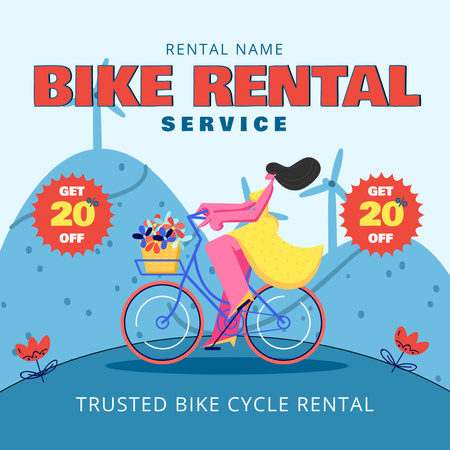 Rental Bicycles for Commuter Travels Instagram AD Design Template