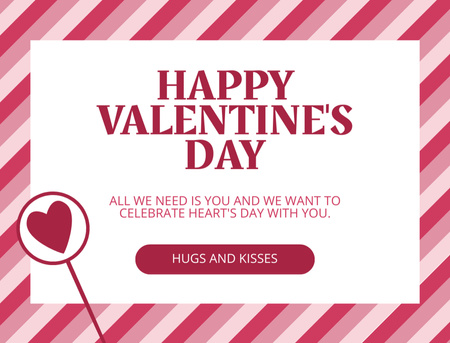 Valentine's Day With Hugs And Kisses Postcard 4.2x5.5in Design Template