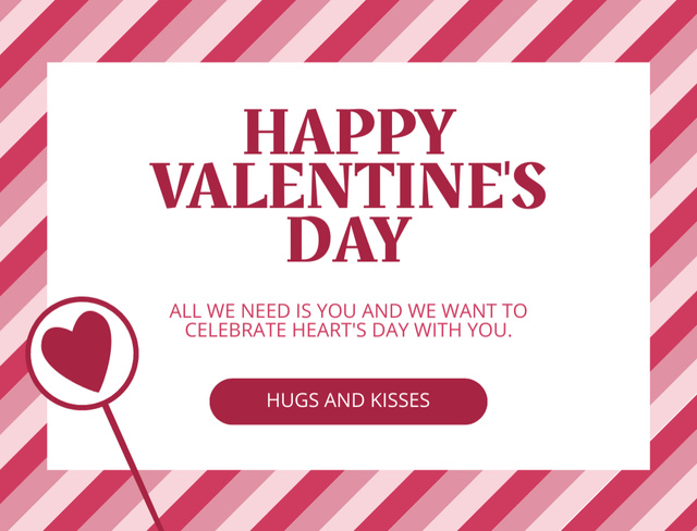 Valentine's Day With Hugs And Kisses Postcard 4.2x5.5in – шаблон для дизайна