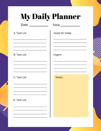 Modèle de visuel Planificateur quotidien personnel avec illustration abstraite multicolore - Notepad 8.5x11in