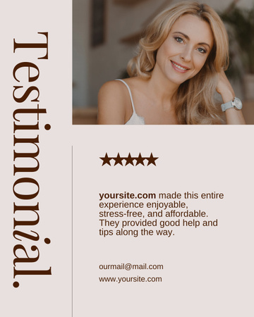 Positive Feedback about Service from Young Attractive Blonde Instagram Post Vertical Design Template