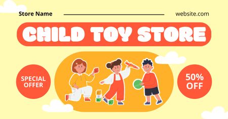 Child Toys Shop Special Offer with Kids Facebook AD Design Template
