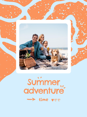 Happy Family on Vacation with Dog Poster US Design Template