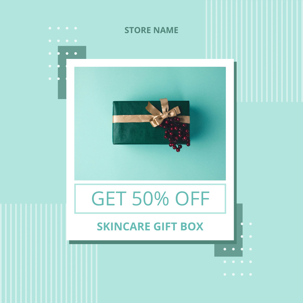 Platilla de diseño Skincare Gift Box Blue Instagram