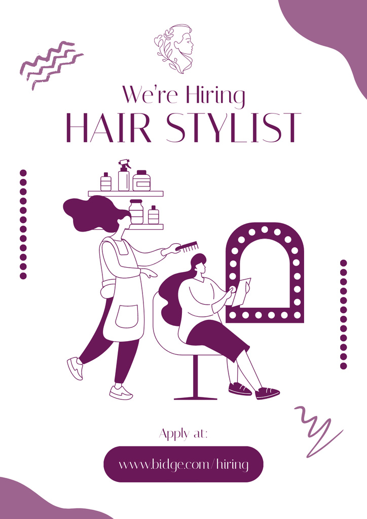Designvorlage Hair Stylist Vacancy für Poster