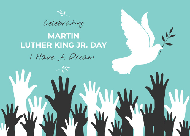 Inspiring Martin Luther King Day Celebration With Dove Postcard 5x7in Πρότυπο σχεδίασης