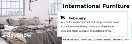Designvorlage Furniture Store Ad Bedroom in Grey Color für Twitter
