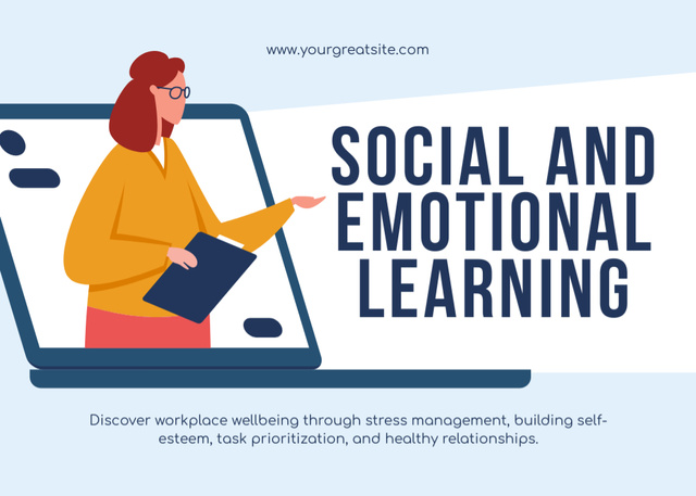 Plantilla de diseño de Announcement of Social and Emotional Learning Course Postcard 5x7in 