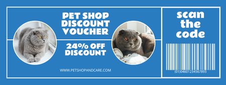 Pet Shop Discount Voucher with Collage of Cats Coupon Design Template