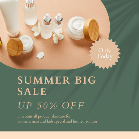 Modèle de visuel Annonce de produits cosmétiques pour les soldes d'été - Instagram