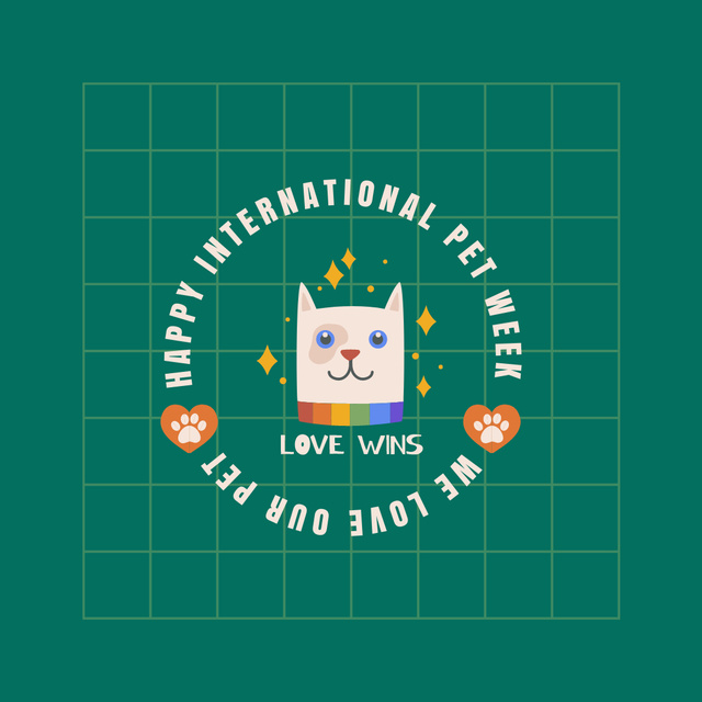 International Pet Greeting with Cute Cat Instagramデザインテンプレート