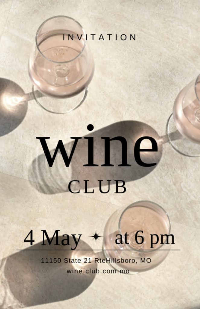 Modèle de visuel Wine Tasting Event In Club - Invitation 5.5x8.5in