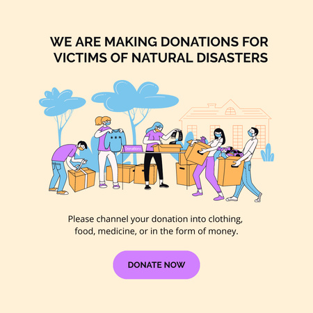 Donation For Victims Of Natural Disasters Instagram Design Template