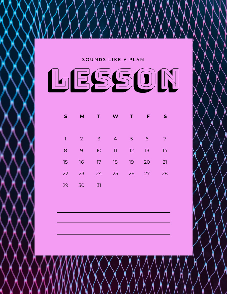 Monthly Lesson Plan in Pink Notepad 8.5x11in Tasarım Şablonu