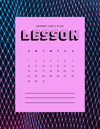 Monthly Lesson Plan in Pink Notepad 8.5x11in Design Template