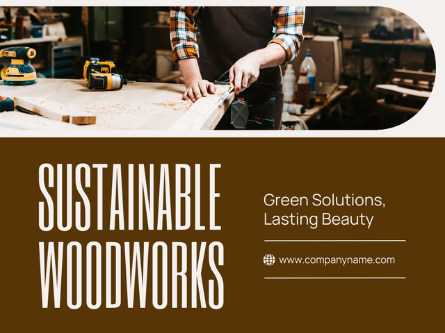 Sustainable Woodworks Proposition on Brown Presentation Modelo de Design