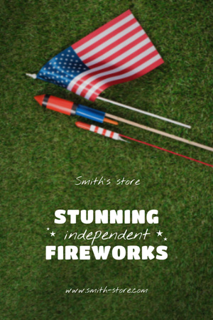 USA Independence Day Celebration With Fireworks Sale Postcard 4x6in Vertical – шаблон для дизайну