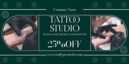 Workflow And Tattoo Studio Service Offer With Discount Twitter Design Template