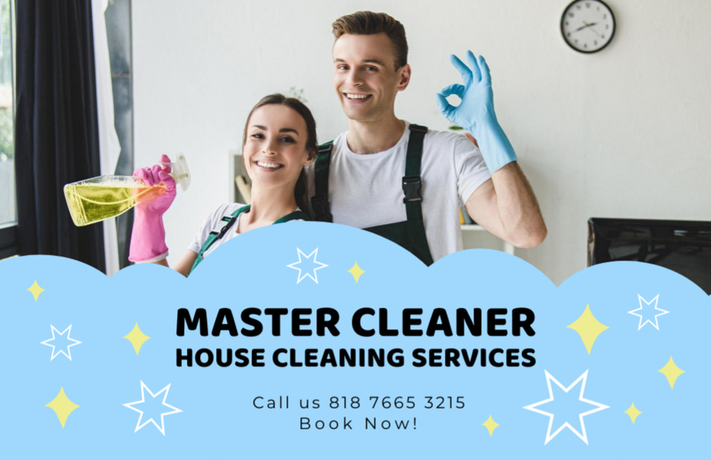 Ontwerpsjabloon van Flyer 5.5x8.5in Horizontal van House Cleaning Service Promotion with Detergent