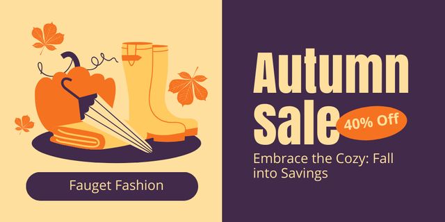Designvorlage Autumn Accessories Sale Announcement für Twitter