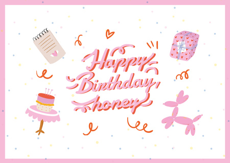 Birthday greeting with cute toys Card Design Template