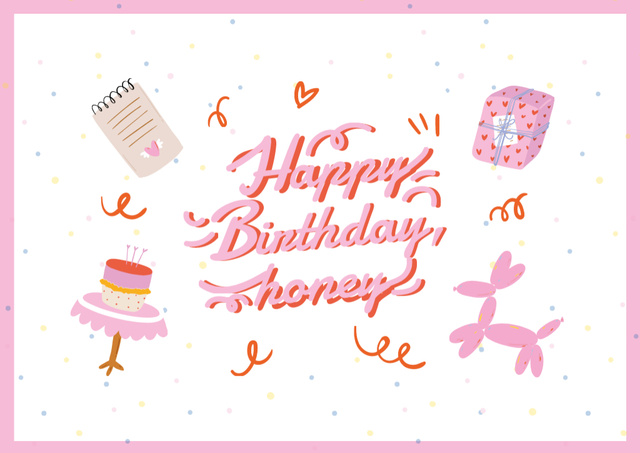Birthday greeting with cute toys Card Design Template