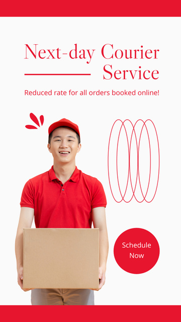 Next-Day Courier Services Ad on Red Instagram Story Design Template