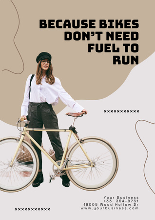 Inspirational Phrase with Girl on Bicycle Poster A3 Design Template