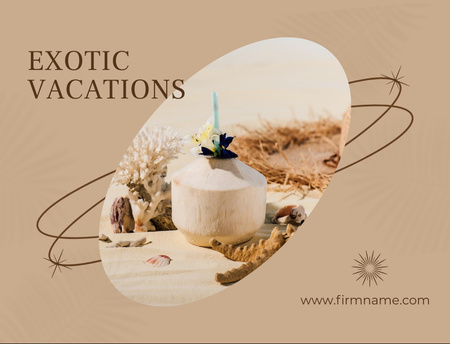 Exotic Vacations Offer on Beige Postcard 4.2x5.5in Πρότυπο σχεδίασης