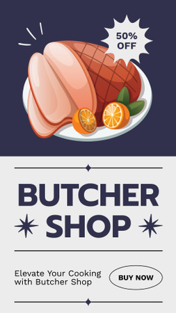 Festive Discounts in Butcher Shop Instagram Video Story Design Template