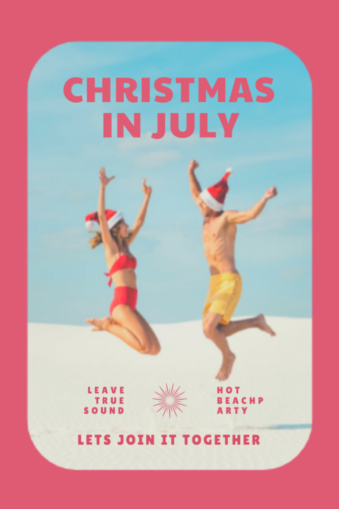 Plantilla de diseño de Delightful Christmas Party Announcement in July With Stylish Couple Flyer 4x6in 