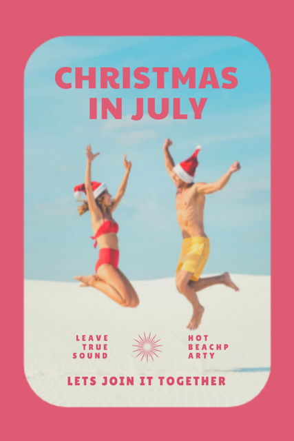 Ontwerpsjabloon van Flyer 4x6in van Delightful Christmas Party Announcement in July With Stylish Couple