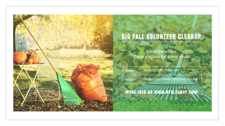 Volunteer Cleanup with Pumpkins in Autumn Garden FB event cover Design Template
