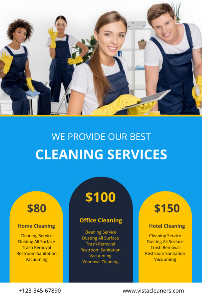 Cleaning Services Ad with Smiling Team Flyer 4x6in Design Template