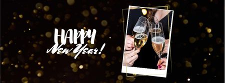 New Year Greeting with Champagne Facebook cover Modelo de Design
