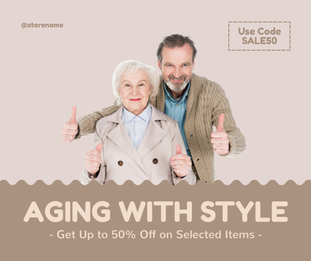 Age-Friendly Clothes Style With Discount Facebook tervezősablon
