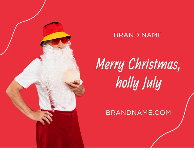 Merry Christmas in July on Red Postcard 4.2x5.5in – шаблон для дизайна