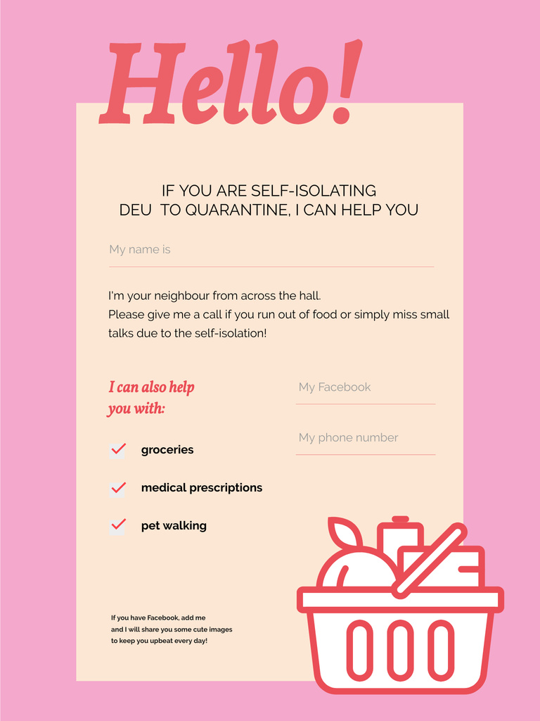 Template di design Volunteer Help Notice for people on Self-isolation Poster US