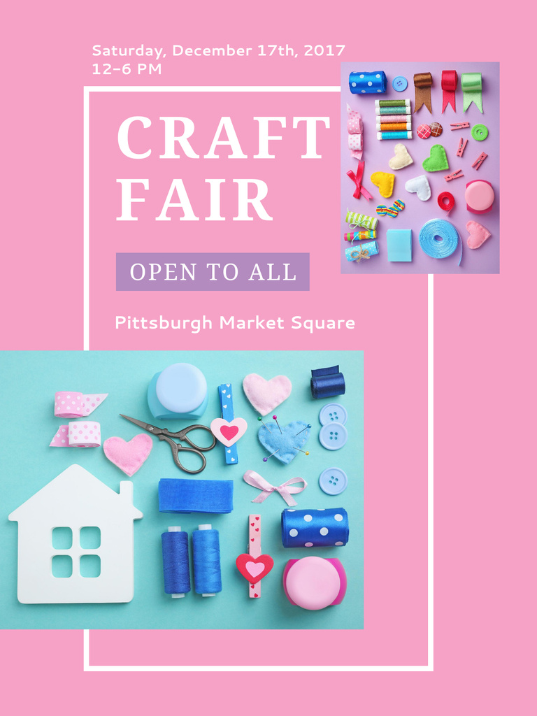 Craft Fair with needlework tools Poster US Tasarım Şablonu