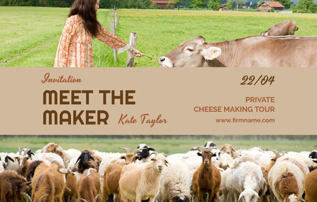 Private Cheese Factory Tour Offer Invitation 4.6x7.2in Horizontal Design Template