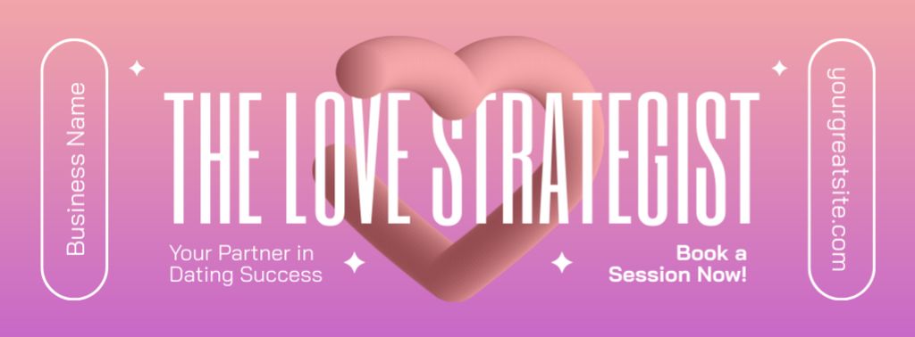 Ontwerpsjabloon van Facebook cover van Love Strategist Services Offer on Pink