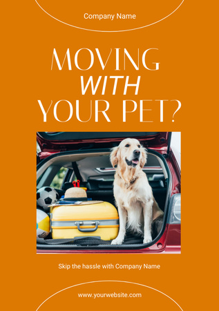 Retriever Dog Sitting in Car Trunk with Luggage Flyer A5 Design Template
