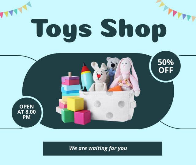 Designvorlage Discount on Soft and Educational Children's Toys für Facebook