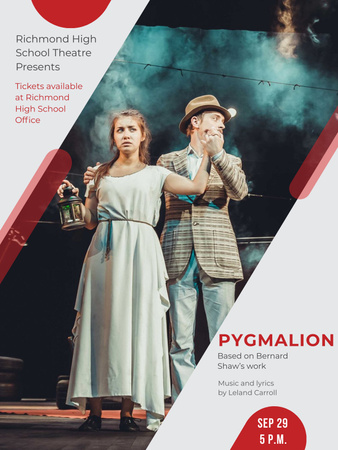 Theater Invitation Actors in Pygmalion Performance Poster US Design Template