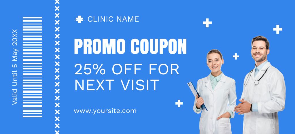 Discount on Visit to Doctor Coupon 3.75x8.25in Design Template